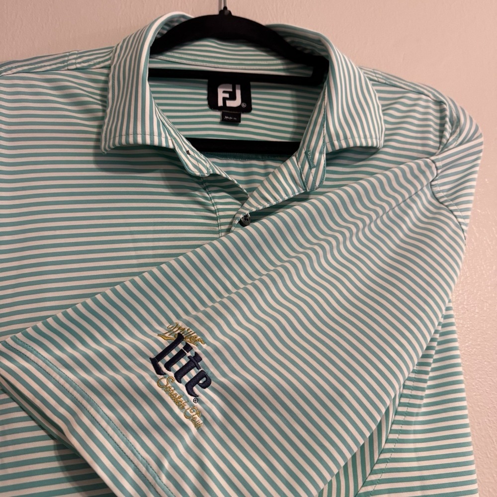 FootJoy FJ Performance Golf Polo Shirt Mens XL Miller Lite Embroidered Logo
